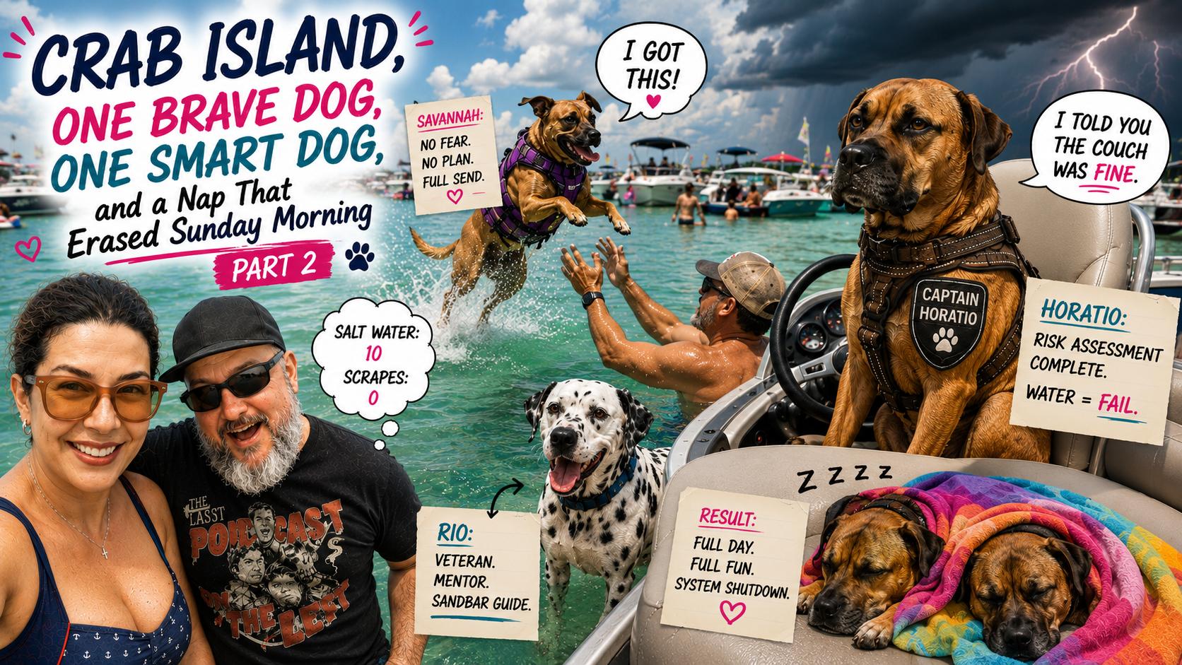 Crab Island, One Brave Dog, One Smart Dog, and a Nap That Erased Sunday Morning